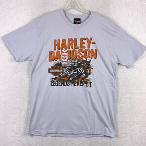 Harley Davidson Tshirt Mens XL Motorcycle Motocross Biker Quaid Loma Linda USA